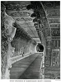 Carvings Prints: Interior of Ramanathaswamy Temple, Rameswaram Island, India