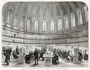 Interior of the Reading Room, British Museum, London. Date: 1875