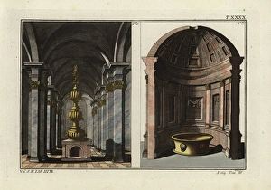 Interior of the Roman baths, showing vaulted Interior of the Roman baths, showing vaulted