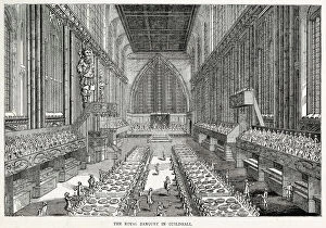 1761 Gallery: Interior of the Royal Banquet in Guildhall, London on the on Lord Mayors Day