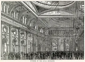 Interior of The Royal Exchange, London. Date: 1877