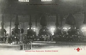 Railroads Prints: Interior of a Shed for express trains