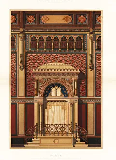 Interior of the synagogue in Dominicanerstrasse, Poznan, 1884