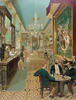 Murals Prints: Interior view of the Hoffman House bar