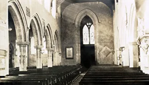 Interior view, nave looking west, St Edburg's Church, Bicester, Oxfordshire Date: 1930s