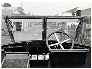 Thornycroft Prints: Interior view of open top single decker bus