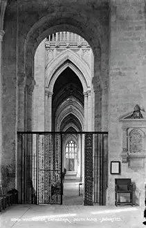 Stonework Prints: Interior View of Winchester Cathedral's South Aisle