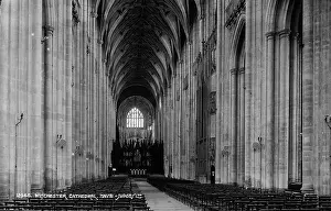 Stonework Prints: Interior of Winchester Cathedral Nave