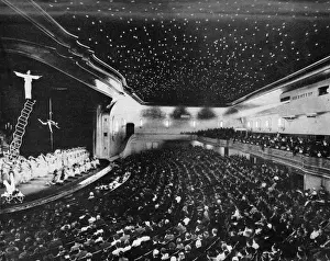 The interior of the Wintergarten Theatre, Berlin with performers on the stage