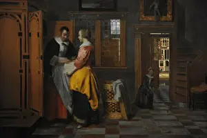 Amsterdam Prints: Interior with Women beside a Linen Cupboard, 1663, by Pieter