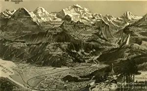 Kulm Prints: Interlaken, general view of mountains, Bern, Switzerland