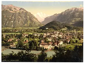Interlaken Prints: Interlaken, and the Jungfrau, general view, Bernese Oberland