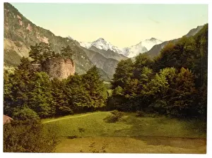 Interlaken Prints: Interlaken, the ruins of Unspunnen, Bernese Oberland, Switze