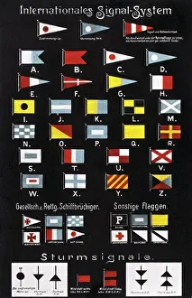 Pendants Prints: International system of flag signalling - German postcard