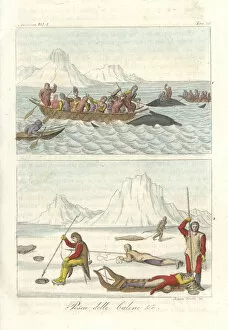 Seals Gallery: Inuit (Eskimo) men hunting whales and seals