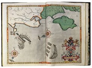 The Invincible Armada. Map of Robert Adams. Engraving