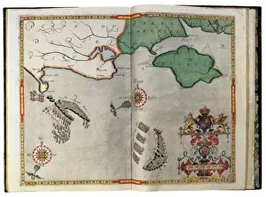 Expeditions Prints: The Invincible Armada. Map of Robert Adams. Engraving