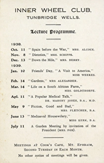 Alcock Gallery: Invitation card, Inner Wheel Club, Tunbridge Wells