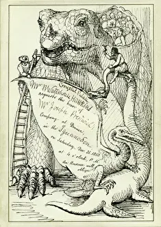 Hawkins Prints: Invitation to the Dinner in the Iguanodon, Crystal Palace