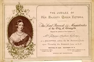 Images Dated 17th August 2017: Invitation, Queen Victoria Jubilee Reception, Glasgow 1887