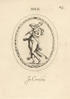 Carnelian Prints: Iole wearing Heracles Nemean lionskin and holding his club