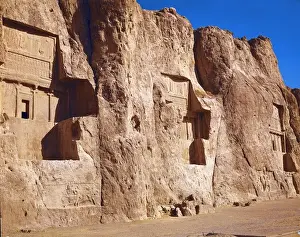 Edifices Prints: IRAN. FARS. Naqsh-e Rustam. Necropolis with tombs