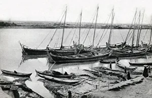 Canoes Prints: Iraq - Boats moored on the River Euphrates, Nasiriyah