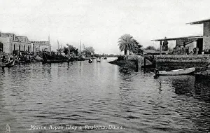 Basra Prints: Iraq - Marine Repair Shop and Customs, Basra