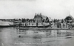Canoes Prints: Iraq - Village on the banks of the River Tigris