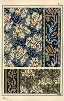 The iris in patterns for fabrics and tiles