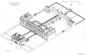 Divided Prints: Irish 800-pauper workhouse, perspective view
