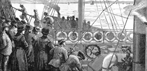 Irish emigrants, in a tender, coming aboard an Atlantic stea