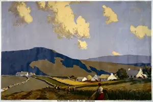 Harvesting Prints: Irish flax growing