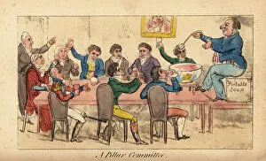 Lancers Collection: Irish gentlemen drinking punch at a committee meeting