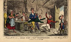 Riot Gallery: Irish gentlemen slumming it in a barnyard shebeen, Dublin