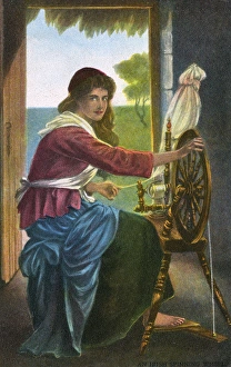 Spin Gallery: Irish Girl at her spinning wheel