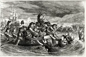 Treaty Gallery: Irish Jacobite troops leaving Limerick for France, also known as the Flight of the Wild