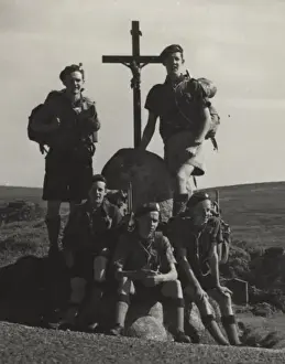 Wayside Prints: Irish Scouts at a wayside cross