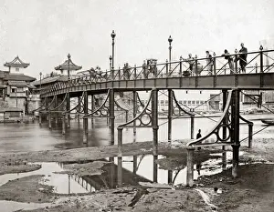 Osaka Prints: Iron bridge, Osaka, Japan, circa 1880s
