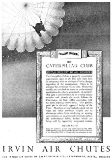 Irvin Air Chutes - Caterpillar Club