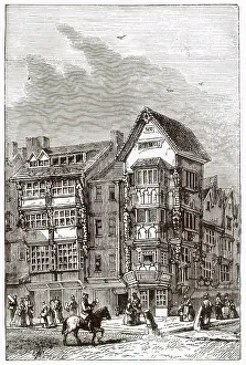 Chancery Prints: Isaak Walton's house at the corner of Fleet Street and Chancery Lane