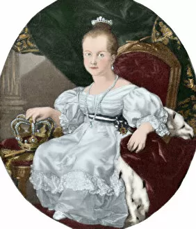 Infancy Gallery: Isabella II of Spain (1830-1904). Engraving. Colored