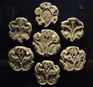 Abbasid Collection: Islamic. Abbasid period. Stucco. Vine leaves. 836-880. Samar