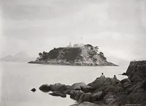 Natural Elevation Prints: Island and lighthouse, Shimonoseki - Japan