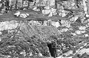 Isle of Barra Crofter outside croft, Isle of Barra
