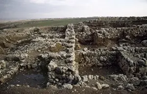 Galilee Prints: Israel. Galilee. Ruins for Hazor. Biblical place of times of