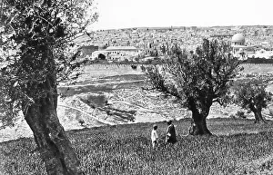 Pre 1900 Prints: Israel Jerusalem from Mount of Olives pre-1900