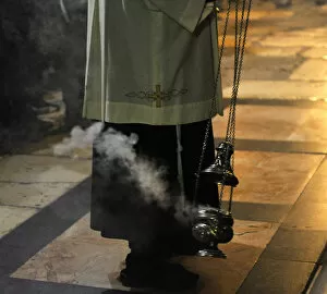 Aedicula Gallery: Israel. Jerusalem. Priest uses incense