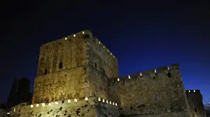 Walled Prints: Israel. Jerusalem. Section of the wall. Old City. Night view