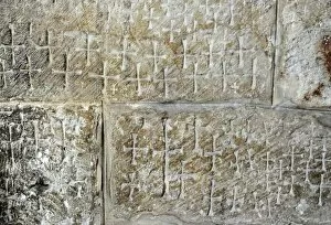 Images Dated 1st January 2014: Israel. Jerusalen. Crusader graffiti in the Church of the Ho